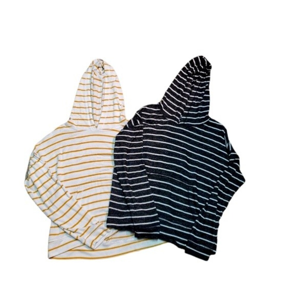 Lot of two American Eagle soft & sexy Plush stretchy striped pull over hoodie